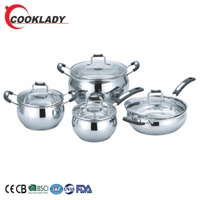 China Durable High Quality Long Life Stainless Steel Non-Stick Cookware 8Pcs Cookware Sets for sale