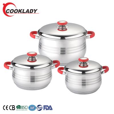 China 2020 Fashion Hot Pot Germany Style Induction Sustainable Bottom Metal Casserole Set Stainless Steel Kitchen Cooking Pots Cookware Sets for sale