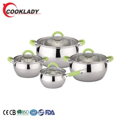 China New Product Sustainable Exterior Handles Stainless Steel 8Pcs Apple Shape Cookware Set for sale