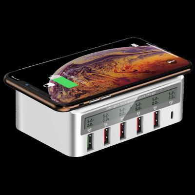 China Indoor Type C 6 Ports Palladium Fast Charging Station Fast Power Adapter USB Charger 3.0 Band Mobile Phone USB Desktop Charger for sale