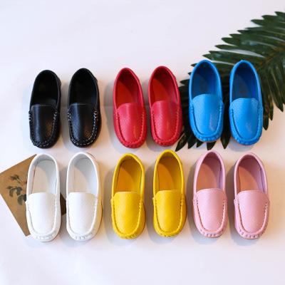 China Round Kids Shoes PU Leather Casual Styles Boys Girls Shoes Soft Comfortable Loafers Kids Shoes for sale