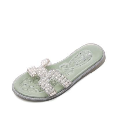 China Girl's round slippers 2021 new summer fashion children bead slippers children's large foreign style sandal outdoor slipper for sale