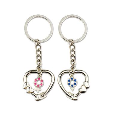 China New Style Metal Keepsake Heart Metal Keychains Custom Key Shaped I Love You Couples Wedding Favor Gift Chinese for sale