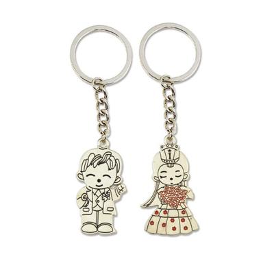 China New Style Metal Custom Shaped I Love You Chinese Wedding Favor Gift Couple Key Souvenir Heart Metal Keychains for sale