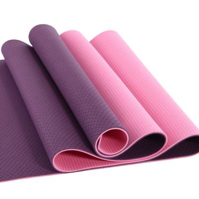 China Custom Yoga Mat With Free Logo Strap Waterproof Non Slip Tpe double color durable and comfortable for sale