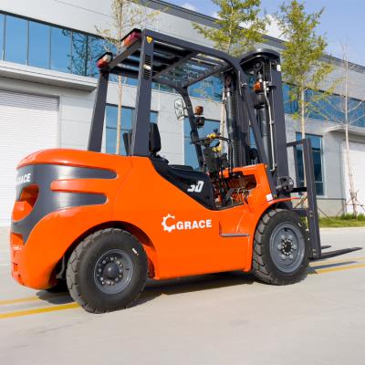 China Hotel Forklifts Balance Mast Container Work 2.5ton 1.5ton 2ton 4ton 3ton 3.5ton Triple Diesel Forklift With Side Clutch for sale