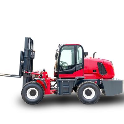 China Hotels 4WD Off Road Forklift 3 Ton 10 Ton 7 Ton 6 Ton 5 Ton 4 Ton 3.5 Ton 12ton Terrian Forklift With Cab for sale