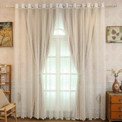 China European Style Embroidery Tulle Curtain Panel Living Room Bedroom Window Curtain Decoration Translucent Home Curtain for sale