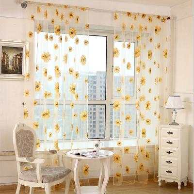 China Translucent Printing Curtains Living Room Fabric Hanging Lace Curtains for sale