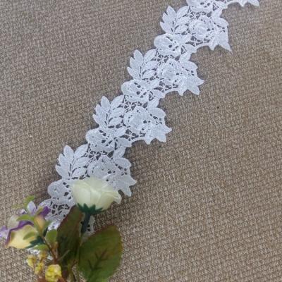 China Sustainable Popular Embroidery Lace Fabric Trim Border Lace Trim for sale