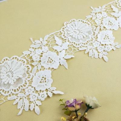 China Sustainable Hot Sale Polyester Cotton Trim Lace Appliques Wide Quality Lace Trim For Fabric for sale