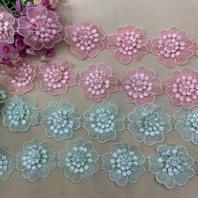 China New Workable Embroidery Pearl Lace Trim Border for sale