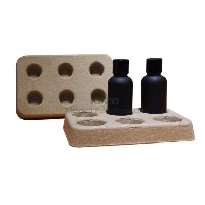 China Biodegradable Eco-Friendly Molded Paper Pulp Glass Bottle Packaging Tray Insert For Box Compartment Trays Pulp for sale