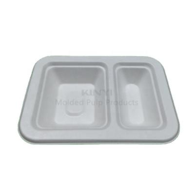 China Molded Biodegradable Disposable Biodegradable Paper Pulp Food Serving Tray for sale