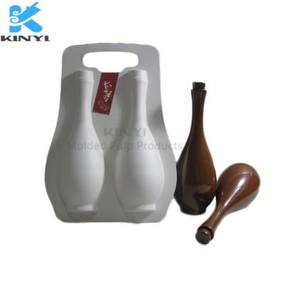 China OEM Biodegradable Molded Paper Pulp Wine Shipper , Protective Bottle Packaging for sale