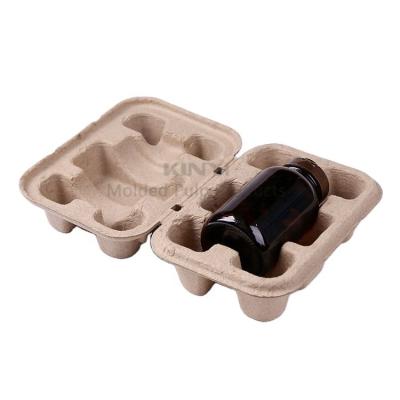 China Biodegradable Customized Molded Paper Pulp Glass Bottles Protective Packaging Box for sale