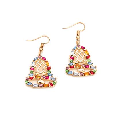 China FASHIONABLE New Design 18k Gold Drop Earrings Christmas Multiple Stone Bell Earrings for sale