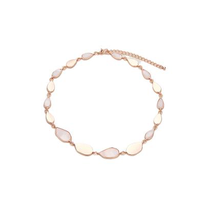 China FASHIONABLE premium quality irregular shaped metal with natural shell inlay linked necklace for sale