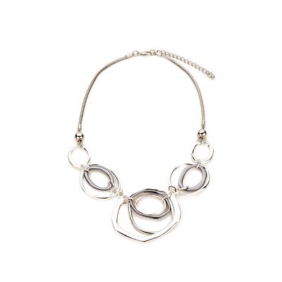 China TRENDY High Polished Mount Two Tone Circle Linked Necklace Premium Statement Necklace for sale