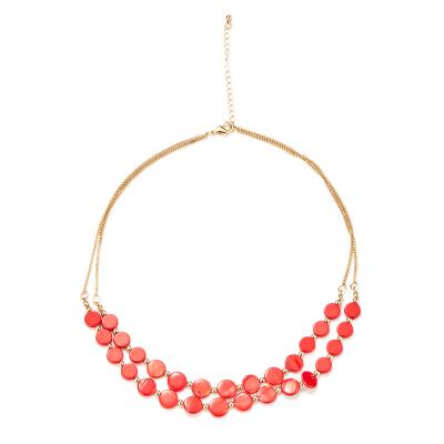 China Europe and America Two Row Goldtone Red Shell Disc Statement Short Necklace For Women for sale