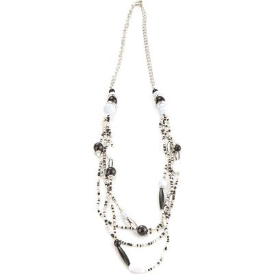 China Europe and America Boho Long Black and White Seed Bead Multi Strand Necklace for sale