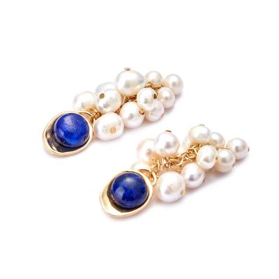 China TRENDY Vintage Freshwater Pearl Cluster Drop Earrings Premium Pearl Earrings for sale