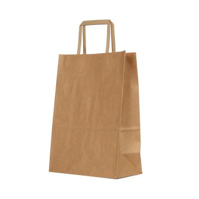 China Innovative One Point Service Recyclable Flat Handle White Brown Kraft Paper Bag for sale