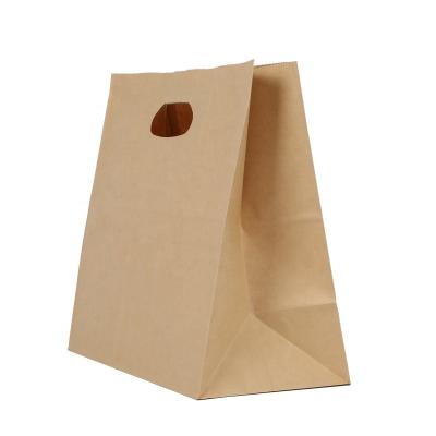 China Recyclable Natrual Brown Kraft Paper Food Bags With Die Cut Handle for sale