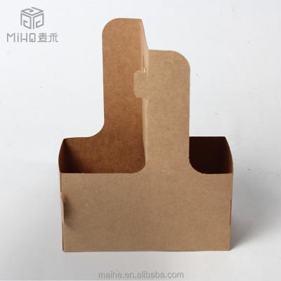 China Recyclable Brown Kraft Paper Cup Tray Holder For Coffee for sale