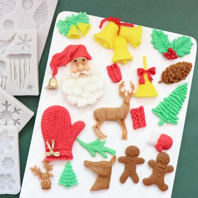 China Stocked Christmas Tree Fondant Silicone Mold Snowflake Chocolate Mold Christmas Cake Decorating Diy Baking for sale