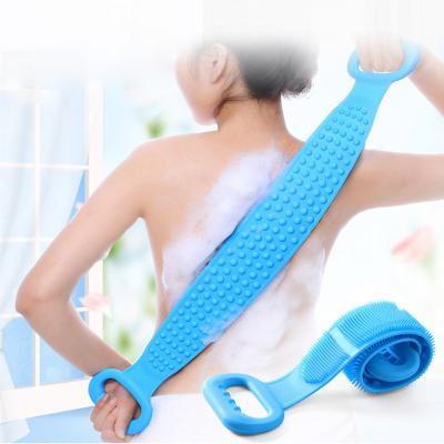 China QUICK DRY Double Sided Rubbing Bath Artifact Silicone Bath Towel Massage Long Back Brush for sale