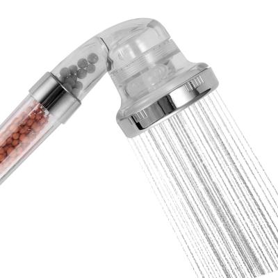 China With Stone Adjustable High Pressure Power Saving Water Slide Bar 3 Modes SPA Handheld Shower Head With Negative Ion Balls for sale