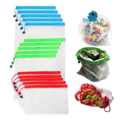 China 12pcs Sustainable Reusable Mesh Produce Bags Washable Eco Friendly Bags For Grocery Storage Fruit Vegetable Toys for sale