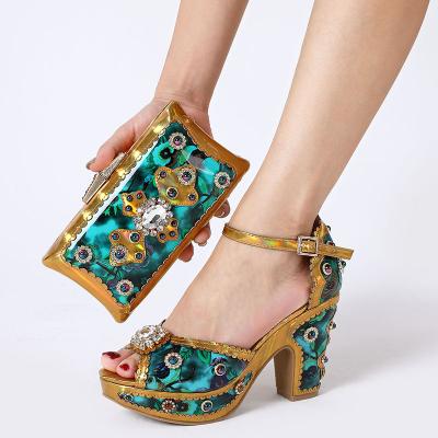 China Italian Anti-Smell African Wedding Shoes And Bag Set Heel Shoes Ladies Sandal Woman Pumps For Ladies for sale