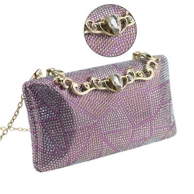 China Luxury Rhinestone Strecth Fabric Women Clutch Evening Clutch Bag To Match Dress Gold Chain Rhinestone Party Clutch Purse for sale