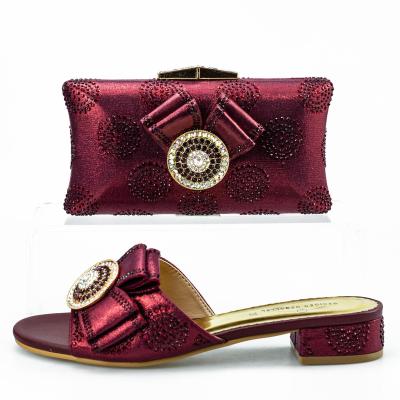 China Fashion Trend Italy Style Designer Shoes And Bags Set 612-1 Matching Women Shoes With Purse To Match Chunky Pumps Heels Slippers With Clutch for sale