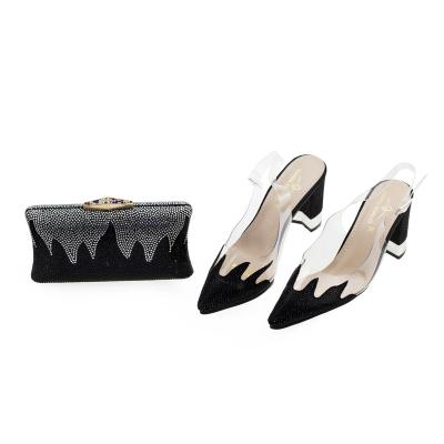 China Luxury Anti-Smell Matching Shoes And Bags Set 073-9 Wedding Pumps Heels With Clutch Bag Set for sale