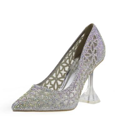 China Anti-Smell Full Rhinestone Luxury Wedding Dress Pumps Shoes 9008-1 Ladies Fancy Pumps Heels Sexy Shoes for sale