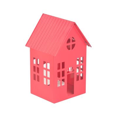 China Christmas Decoration Supplies Resistant Stainless Steel Powder Coated Small Christmas Village House For Indoor And Outdoor Garden Christmas Decoration for sale