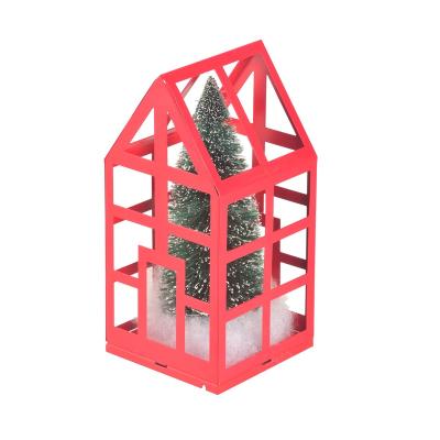 China Christmas decoration supplies high quality stainless steel powder coated small Christmas treehouse for indoor and outdoor garden Christmas decoration for sale