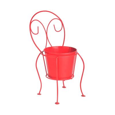 China Wholesale Modern Heavy Duty Metal Chair Style Flower Tray Support Plant Stand Plant Pot Holder for Home Garden and Room Decor for sale