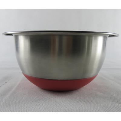 China Sustainable Stainless Steel Salad Mixing Bowl Set Of 4 With Lids Non-slip Silicone Restaurant Serving Bowl Fruit Bowls Bottom Set for sale