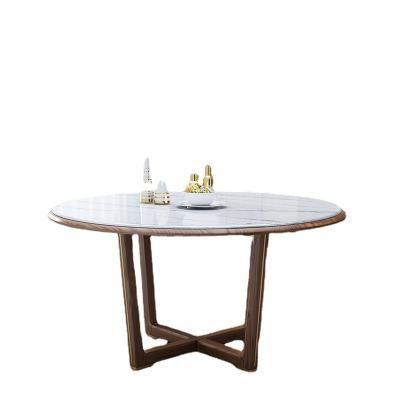 China Round solid ash rock/slate slab single slab ash rock household solid wood dining table for sale