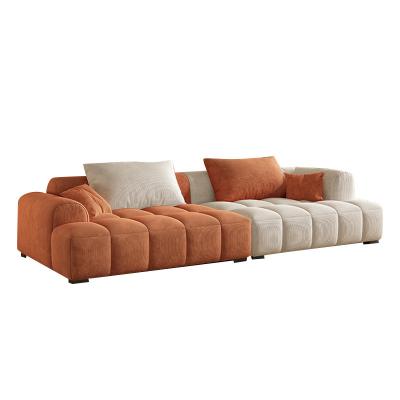 China Nordic Simple Tufted Small Apartment Living Room Square Tofu Sofa Fabric Style Cloud Straight Sofa for sale