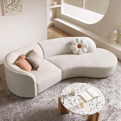 China Modern Simple Curved Nordic Light Luxury Tufted Fabric Sofa Small Apartment Modern Living Room Stretching Bedroom Designer Sofa for sale