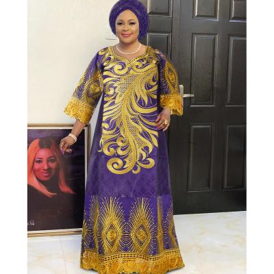 China H&D Dashiki Dress Worked African Women Dress Bazin Riche Dashiki Maxi Size Party Kaftan Dress for Wedding for sale