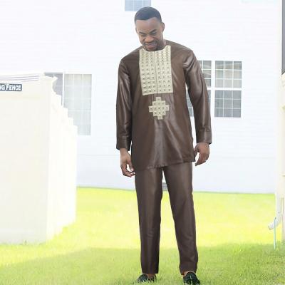 China Dashiki Clothing H and D New Style Dashiki Men 2 Pieces Set African Clothing Men Tops Pants and Breeches Suits for sale