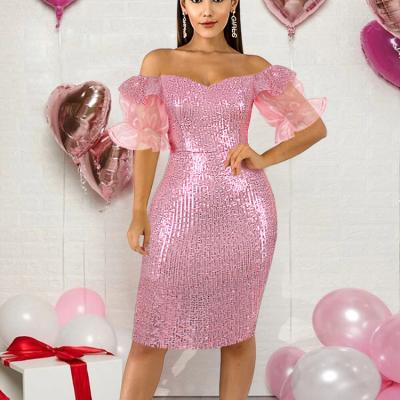 China Fashion Clothes H and D African Evening Dresses For Party Bodycon Sequin Dress Turkey Women Luxury Dress for sale