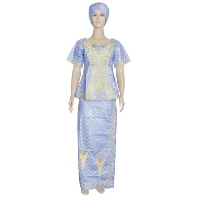 China Dashiki Clothing H and D Bazin Riche African Women Embroidery Dress Traditional African Bazin Riche Dress for sale