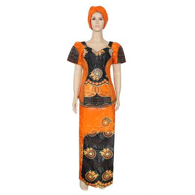 China Dashiki Clothing H and D Bazin Riche African Women Embroidery Dress Traditional African Bazin Riche Dress for sale